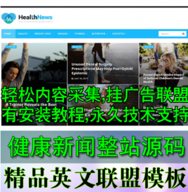 【源码亲测可演示】WordPress英文版健康资讯门户网站模板 可挂广告联盟 带火车头采集器